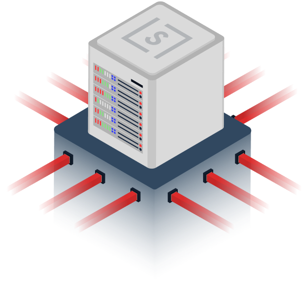 Local server rack showing multiple servers connected in a local network