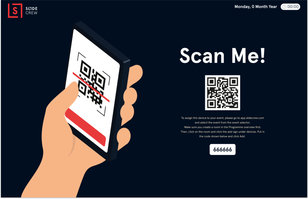 Slidecrew app QR-Code for asigning new devices to an event.  